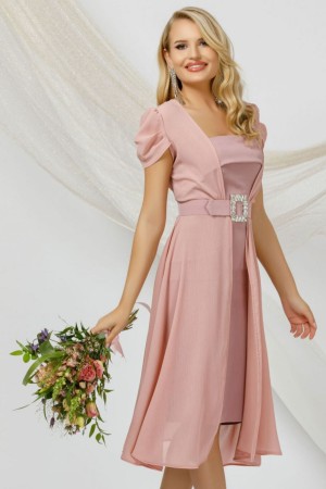 Rochie de ocazie eleganta rose Pretty Girl din doua piese (23831)