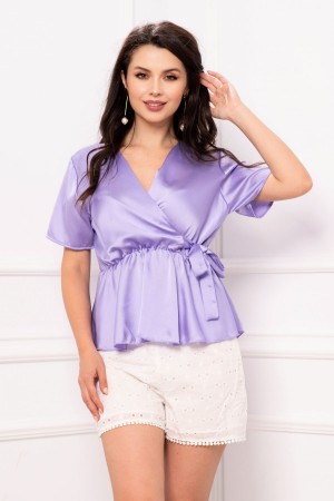 Bluza casual lila cu anchior si funda in talie (23810)