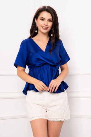 Bluza albastru royal cu anchior si funda in talie (23809)