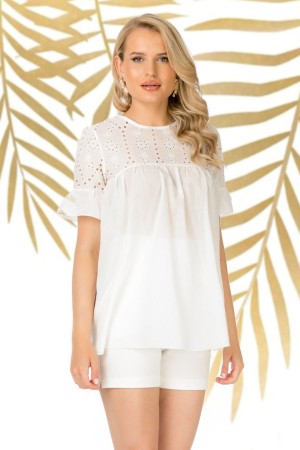 Bluza Pretty Girl lejera alba cu broderie englezeasca (18840)