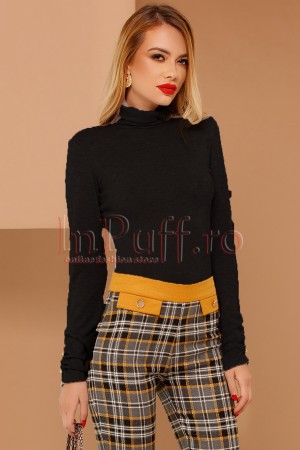Helanca neagra Pretty Girl cu brosa si fundita la gat (13848)
