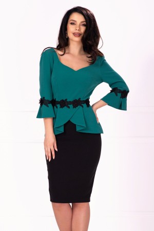 Rochie de ocazie bicolora cu insertii (25035)
