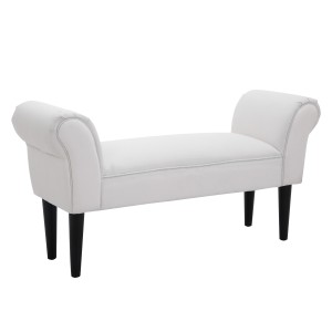 HOMCOM Bancă de Capăt de Pat cu Cotiere Rulate, Bancă Căptușită pentru Dormitor, 102x36x51 cm, Alb | Aosom Romania