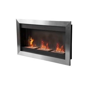 HomCom Șemineu cu Bioetanol pentru Perete cu 3 Arzătoare din Inox 1.5LT 110 x 63 x 16cm