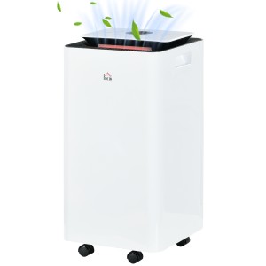 HOMCOM Dezumidificator de 12L din ABS cu 5 Modalitati, 2 Viteze, Temporizator de 24h si Design Silentios, 25x25x50.5 cm, Alb si Negru