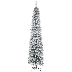 HOMCOM Brad de Crăciun Înzăpezit cu Trei Secțiuni, 490 de Crengi din Metal și Plastic, 54x54x210 cm, Verde | Aosom Romania