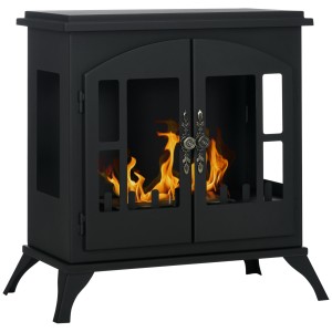 HOMCOM Șemineu pe Bioetanol, Bioșemineu cu Arzător de 0,9L pentru 3 Ore de Ardere, 55x31x55 cm, Negru | Aosom Romania