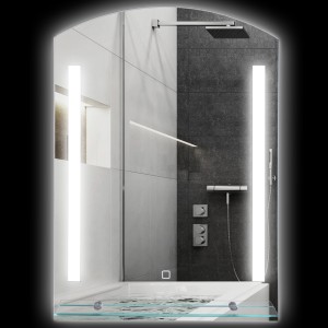 Kleankin Oglindă Baie cu Lumină LED Reglabilă pe 3 Culori și Raft din Sticlă, 50x12x70 cm, Argintiu | Aosom Romania