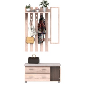 HOMCOM Dulap Pantofi 3 in 1, cu Cuier si Oglinda, Sertare Spațioase, Scaun Rezistent, 90x24x116 cm | Aosom Romania