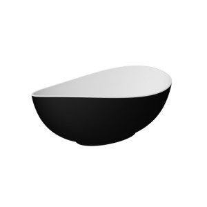 Cada baie freestanding din compozit, negru alb mat,  Besco Siya, 172x100 cm