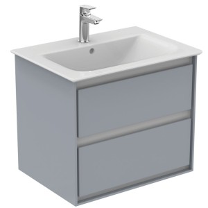 Set dulap baie suspendat MDF gri deschis Ideal Standard Connect Air cu lavoar inclus 64 cm (E0818EQ + E028901)