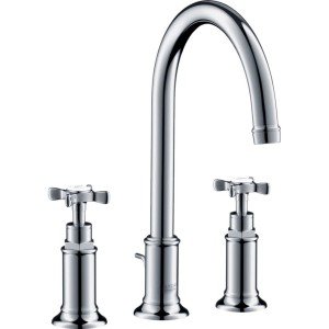 Baterie lavoar baie crom cu 3 orificii si ventil pop-up Hansgrohe Axor Montreux 180