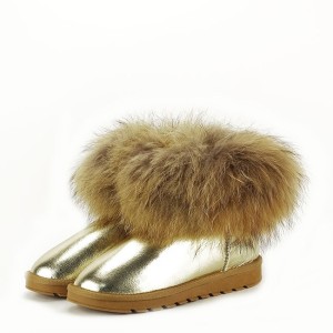 Ghete din piele naturala aurii Gina 19 (W5820-1GOLDEN-36)