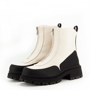 Ghete bej cu fermoar in fata BM63 112 (BM63BEIGE/BLACK-39)
