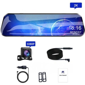 Camera Auto Tip Oglinda E-ACE A38, Dubla, 12" Inch, 2K, IPS, Touch Screen, 1440P, Night Vision, PIP (SKU1209)