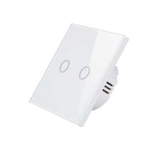 Intrerupator Touch Techstar®, Sticla Securizata, Design Modern, Iluminare LED, 2 Faze, Alb (SKU1617)