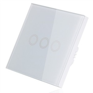 Intrerupator Touch Techstar®, Sticla Securizata, Design Modern, Iluminare LED, 3 Faze, Alb (SKU1618)