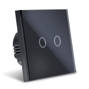 Intrerupator Touch Techstar®, Sticla Securizata, Design Modern, Iluminare LED, 2 Faze, Negru (SKU1620)