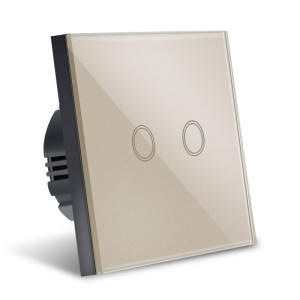 Intrerupator Touch Techstar®, Sticla Securizata, Design Modern, Iluminare LED, 2 Faze, Gold (SKU1623)