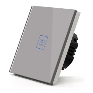 Intrerupator Touch Techstar® TG02, Sticla Securizata, Design Modern, Iluminare LED, 1 Faza, Gri (SKU2245)