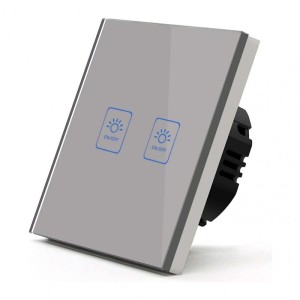 Intrerupator Touch Techstar® TG02, Sticla Securizata, Design Modern, Iluminare LED, 2 Faze, Gri (SKU2246)