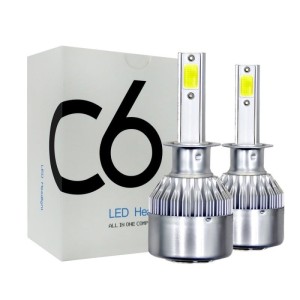 Set 2 LED-Uri Auto Techstar® C6, H1, 36w, 3800 Lumeni, 6500K, AUTO, 12-24 Volti, COB (SKU2359)