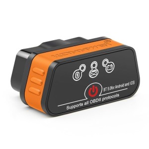 Diagnoza auto OBD2 KONNWEI KW901, Bluetooth 5.0, Buton ON-OFF, compatibil Android iOS, ELM 327 OBDII, Negru/Orange (SKU2903)