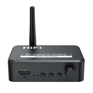 Convertor Audio Digital la Analog Techstar® OT13, Compatibil Bluetooth 5.1, USB, AUX 3.5 mm, Cablu audio optic, RCA, Negru (SKU2977)