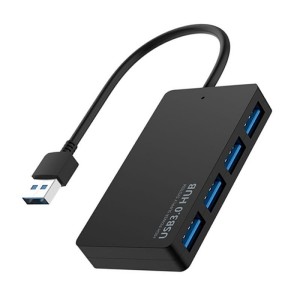 Hub USB cu 4 porturi Techstar® HUBA0401, 1 x USB 3.0, 3 x USB 2.0, Transfer date de mare viteza 5Gbps, Negru (SKU2990)