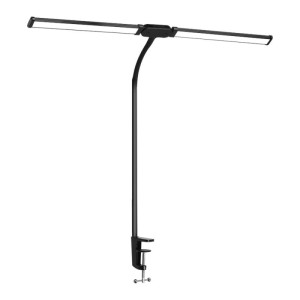 Lampa LED de birou cu clema si doua capete, Techstar® TD001, Putere 24W, USB, Reglabila la 360°, 10 niveluri de ajustare, Temperatura culoare 3000K-6500K, Protectie pentru ochi, Material PC, Negru (SKU3078)