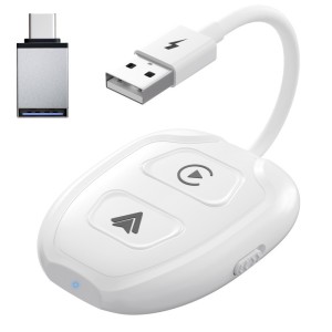 Adaptor Wireless Techstar® THT-020-9-1 Pentru Apple CarPlay Si Android Auto, Dongle USB-Type-C , WiFi 5G, Bluetooth, Conectare Automata, Alb (SKU3081)