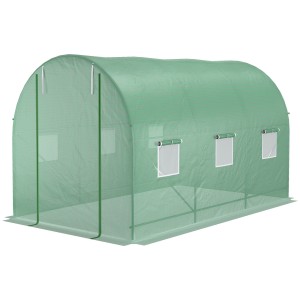 Outsunny Seră de Grădină cu Ferestre, Ușă și Acoperiș Rotunjit din PE și Fier, 3.5x2x2 m, Verde | Aosom Romania