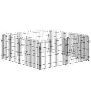 PawHut Țarc pentru Animale Mici, Cușcă Modulară din Oțel pentru Câini, Pisici, Pui, 158x61 cm, Negru | Aosom Romania