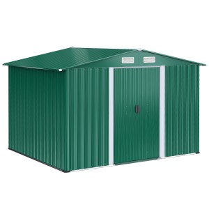 Casuta de gradina Outsunny, din lamiera de Oțel 246x192,5x177,5cm Verde | Aosom Romania