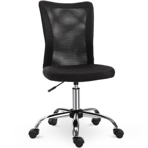 Vinsetto Scaun de Birou Ergonomic Rotativ Fara Cotiere, Inaltime Ajustabila cu 5 Roti Spatar Transpirant, Negru, 43x46x100cm | Aosom Romania