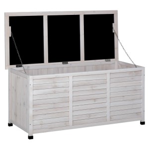 Banca tip container de depozitare Outsunny, 127x56x60cm, alb | Aosom Romania