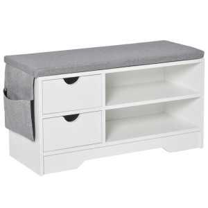 Banchetă Pantofar Compactă HOMCOM, Bancă Depozitare din Lemn pentru 4 Perechi Pantofi, Design Modern, Alb | Aosom Romania