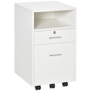 Vinsetto Dulap cu Sertare Blocabile, 2 Chei Incluse, cu 5 roti cu rotatie la 360°, Spațiu Optimizat, Alb | Aosom Romania