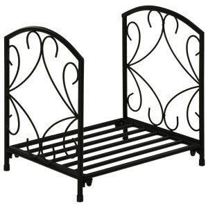 Suport pentru Lemne de Interior si de Exterior din Metal cu Baza Ridicata pentru 50kg de Lemne 39.5x31.5x39.5cm, Negru Outsunny | Aosom Romania