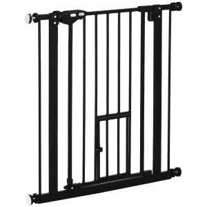 PawHut Portita pentru Caini Extensibila 74-80 cm cu Inchidere Automata, Neagra | Aosom Romania