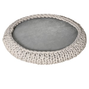 PawHut Culcuș Confortabil pentru Pisici și Câini, Rotund cu Margini Înalte, Pernă Catifelată, Dimensiuni Φ93x15cm, Gri | Aosom România