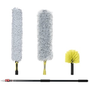 HOMCOM Kit de Curățare cu Stâlp Telescopic 3,5m și Cap Pliabil, Microfibră pentru Praf | Aosom Romania