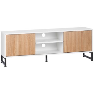 HOMCOM Suport TV pentru modele de pana la 50" Max, PAL modern si suport TV din otel cu 2 rafturi deschise si 2 dulapuri inchise, 120x39,5x45cm | Aosom Romania
