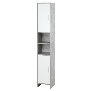 Dulap Baie Kleankin pentru Economisire Spațiu, cu 2 Uși din PAL, Efect Ciment, Gri-Alb, Dimensiuni 30x30x180cm, Ideal pentru Organizare | Aosom Romania