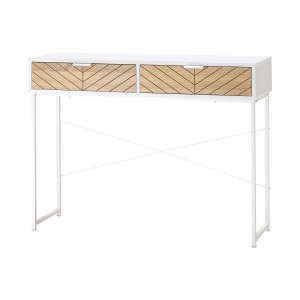 Consola Moderna HOMCOM cu 2 Sertare, Masa pentru Hol Metalica cu Structura Incrucisata, Masuta pentru Sufragerie, Alba | Aosom Romania