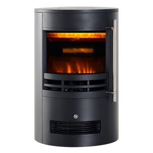 Soba Electrica de Sol semineu cu Efect de Flacara incalzitor Reglabil aparat de incalzire de 1800W, Negru, 41x41x64.5cm HOMCOM | Aosom Romania