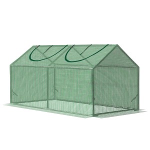 Outsunny Seră de Grădină Tip Cabană cu Acoperiș din PE, Seră pentru Grădină cu Țăruși și Margini Extinse, 120x60x60 cm, Verde | Aosom Romania