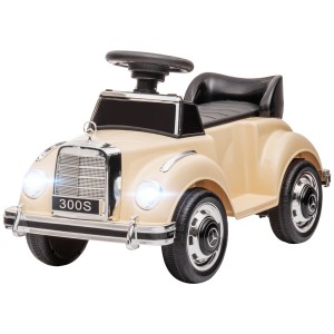 HOMCOM Masina Electrica pentru Copii, Auto pentru Copii Mercedes-Benz 6V cu Muzica, Varsta 18-48 Luni, Bej | Aosom Romania