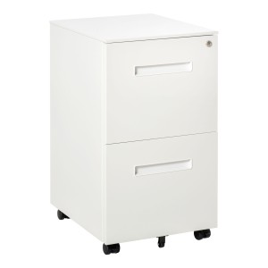 Vinsetto Dulap Birou Mobil, cu sertare, Organizator Documente cu Blocare, Oțel, 39x48x67cm, Alb | Aosom Romania