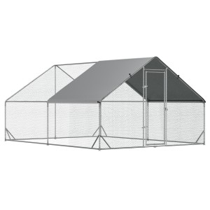 PawHut Coteț de Găini cu Cadru Zincat și Plasă Hexagonală, Țarc cu Acoperiș Impermeabil pentru Găini, Rațe și Iepuri, 3x4x2 m | Aosom Romania